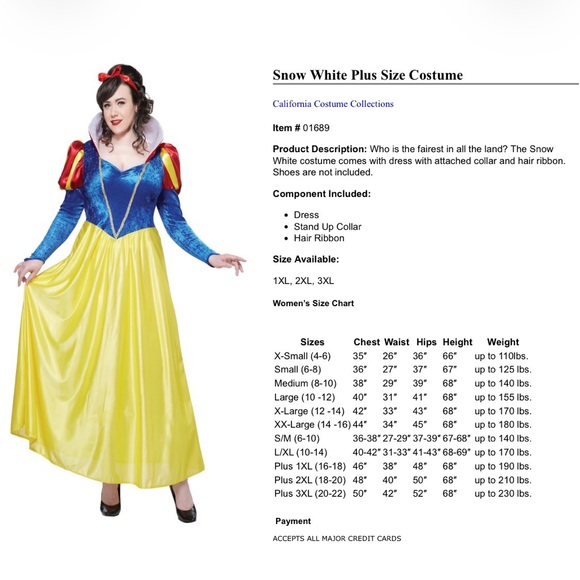 Snow White Adult 3X Snow White  Costume - Picture 5 of 6